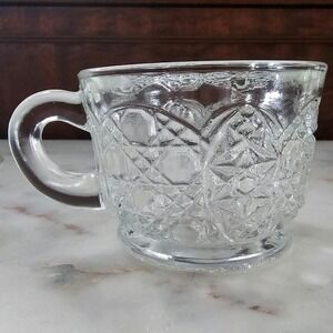 Vintage Daisy and Button Punch Bowl Glass Cups